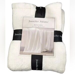 Jennifer Adams Boucle Throw Blanket Textured 60" X 70" Soft White New